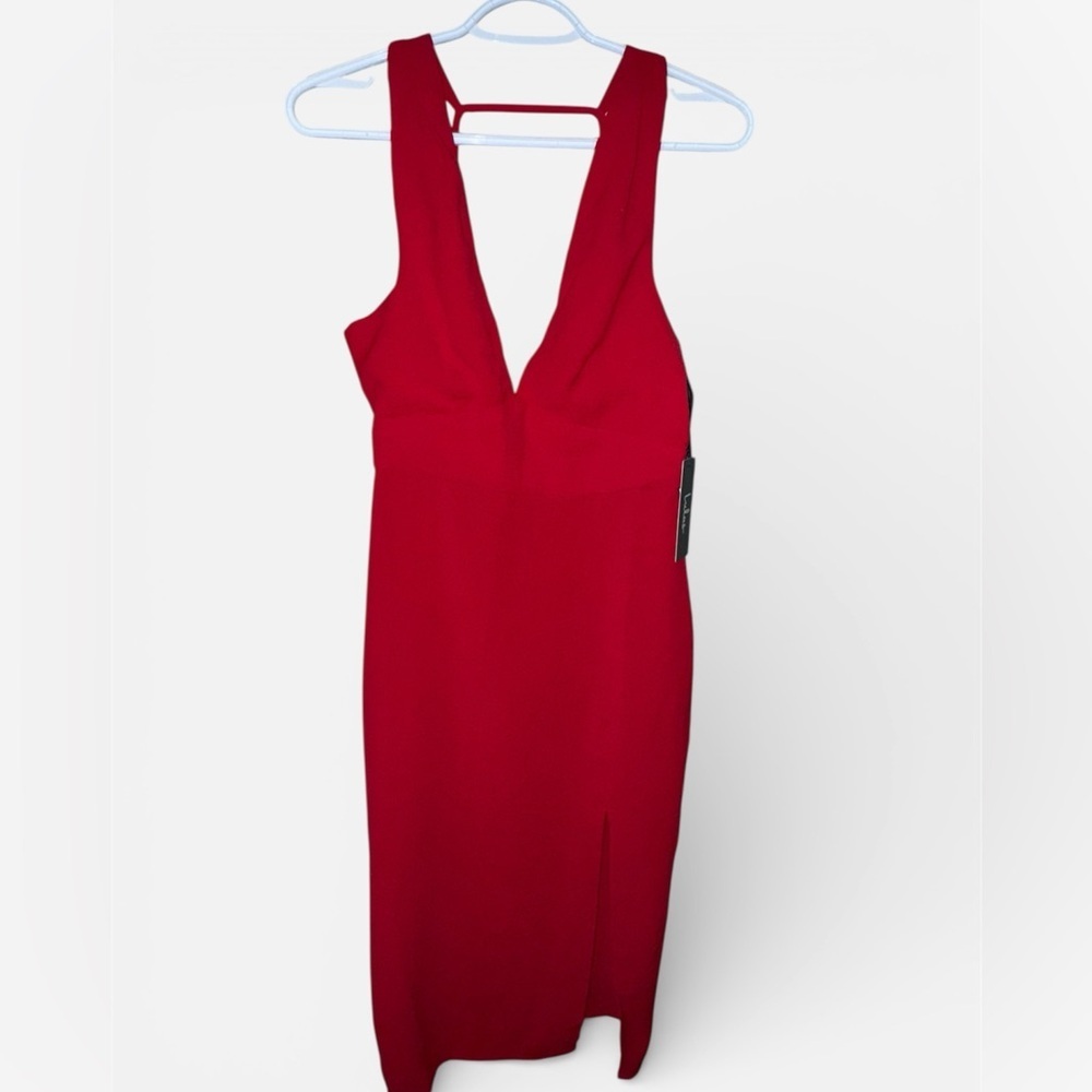 NWT Lulus Red Bodycon Midi Dress Small - Picture 2 of 8